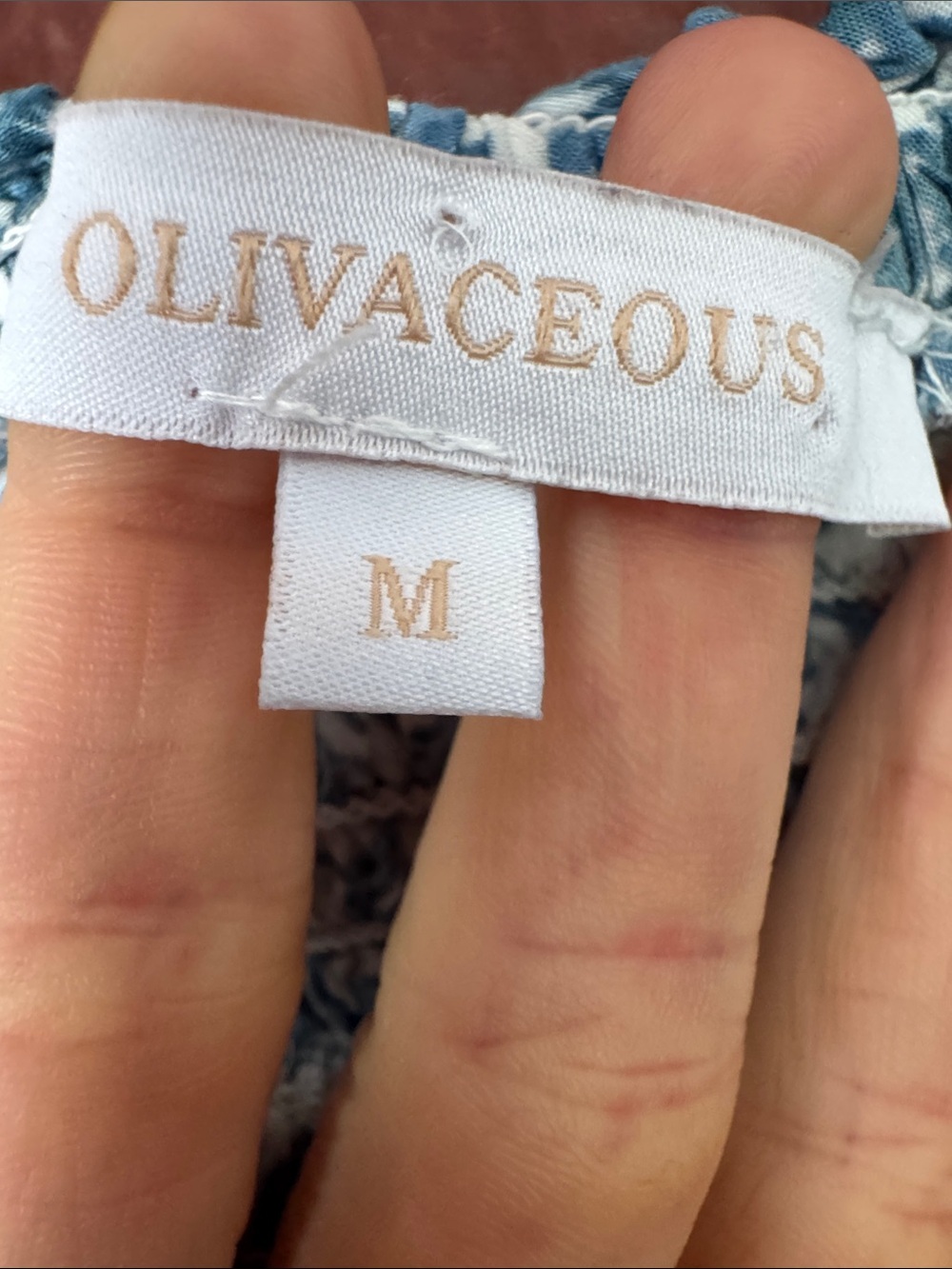 Olivaceous Blue Floral Smocked Off-Shoulder Crop Top - Picture 2 of 6